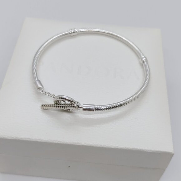 Pandora Moments T-Bar Snake Chain Bracelet S925 Sterling Silver with box - Picture 4 of 4